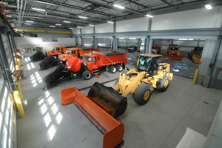 Maintenance bay at Washtenaw County Road Commission Northeast Service Center